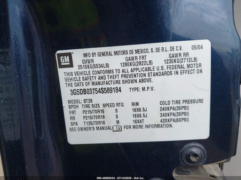 3G5DB03754S589184 2004 BUICK RENDEZVOUS photo no. 9