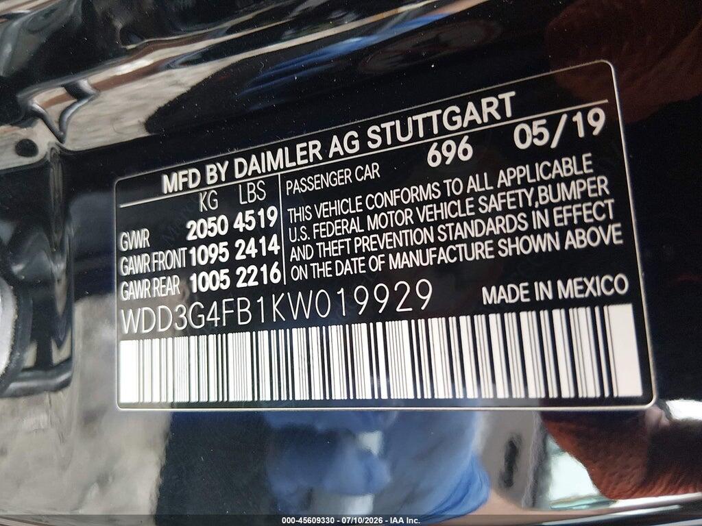 WDD3G4FB1KW019929 2019 MERCEDES-BENZ A 220 photo no. 9