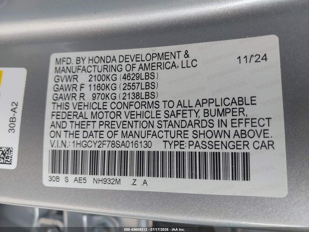 1HGCY2F78SA016130 2025 HONDA ACCORD HYBRID photo no. 9