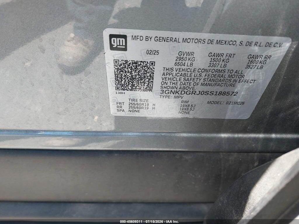 3GNKDGRJ0SS188572 2025 CHEVROLET BLAZER EV photo no. 9