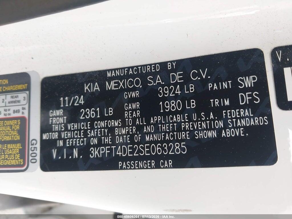 3KPFT4DE2SE063285 2025 KIA K4 photo no. 9