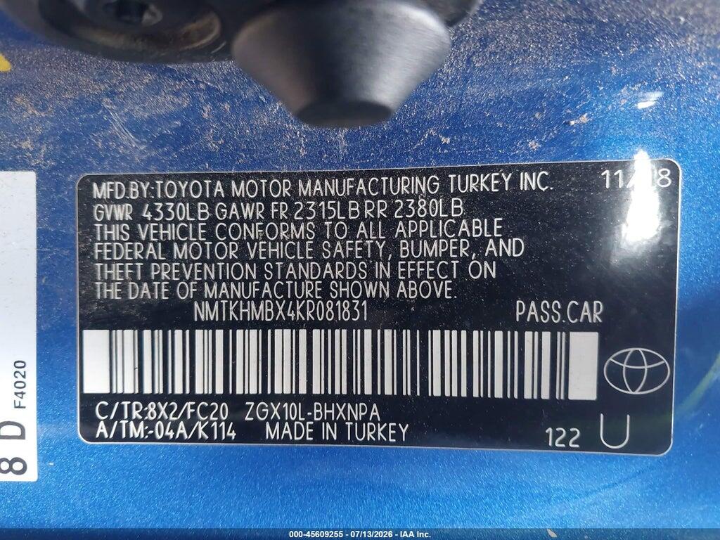 NMTKHMBX4KR081831 2019 TOYOTA C-HR photo no. 9