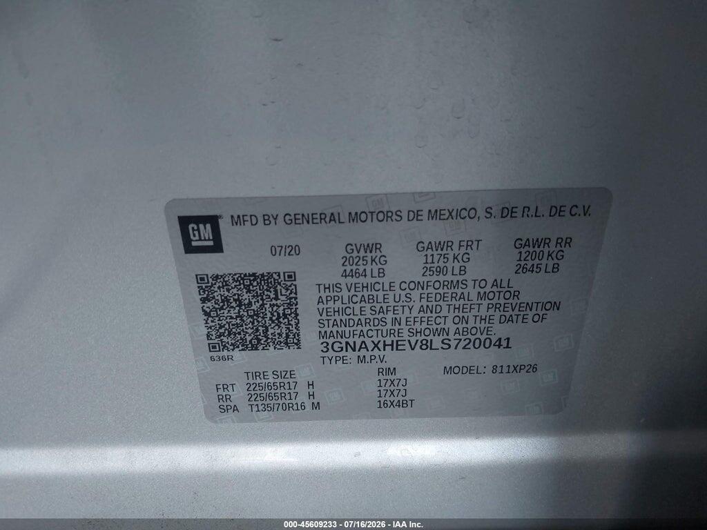 3GNAXHEV8LS720041 2020 CHEVROLET EQUINOX photo no. 9