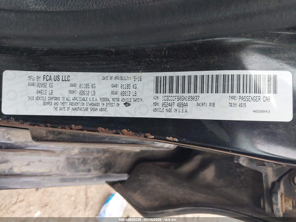 1C3CCCFB0GN189037 2016 CHRYSLER 200 photo no. 9