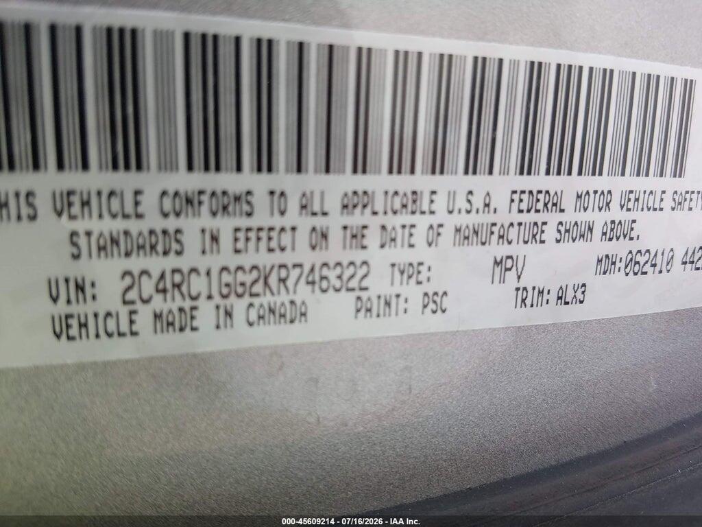 2C4RC1GG2KR746322 2019 CHRYSLER PACIFICA photo no. 9