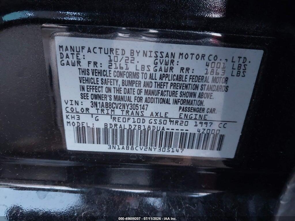 3N1AB8CV2NY305147 2022 NISSAN SENTRA photo no. 9