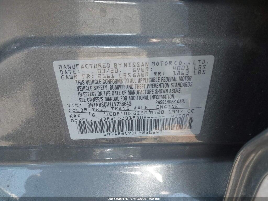 3N1AB8CV1LY236643 2020 NISSAN SENTRA photo no. 9