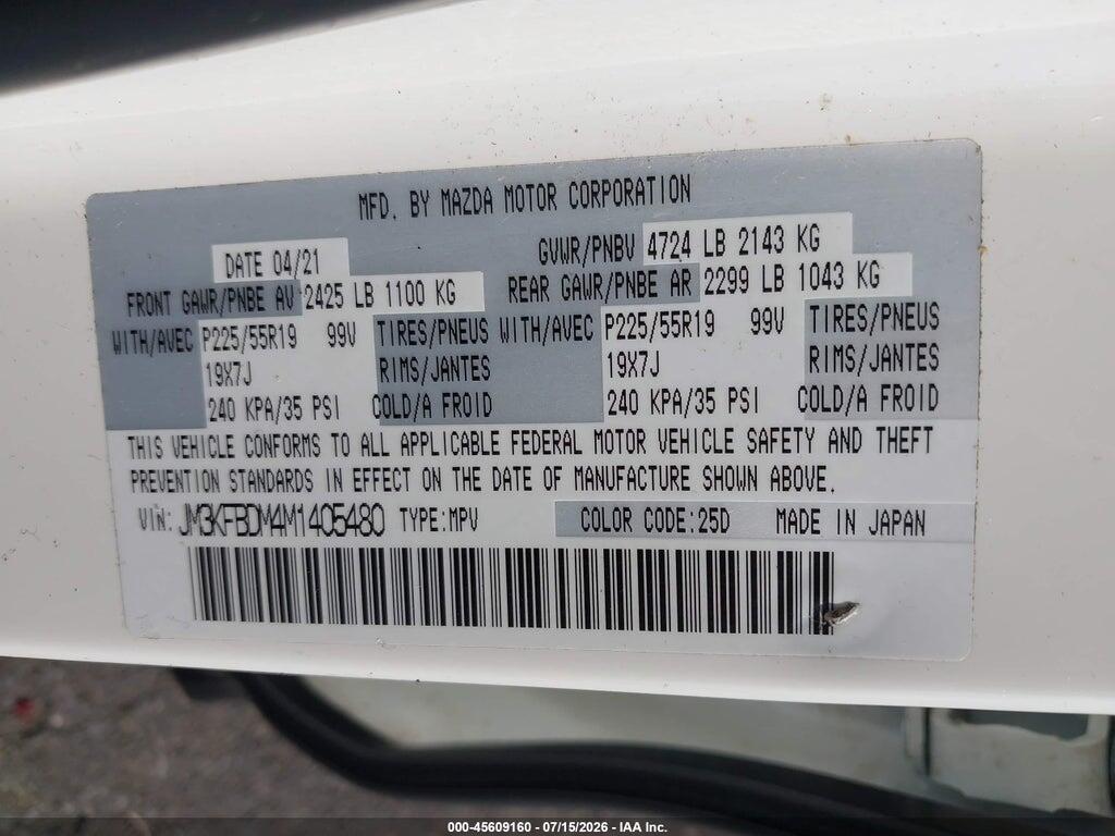 JM3KFBDM4M1405480 2021 MAZDA CX-5 photo no. 9