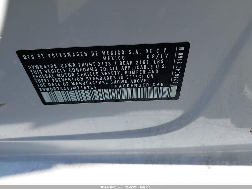 3VWDB7AJ4JM219325 2018 VOLKSWAGEN JETTA photo no. 9