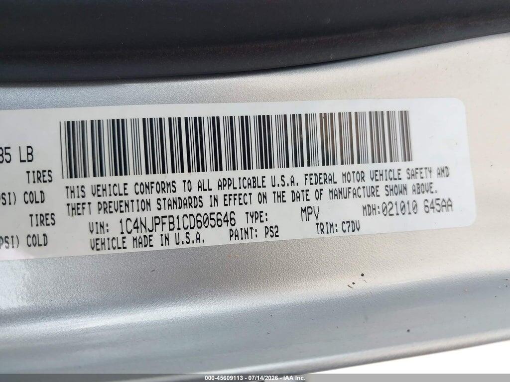 1C4NJPFB1CD605646 2012 JEEP PATRIOT photo no. 9