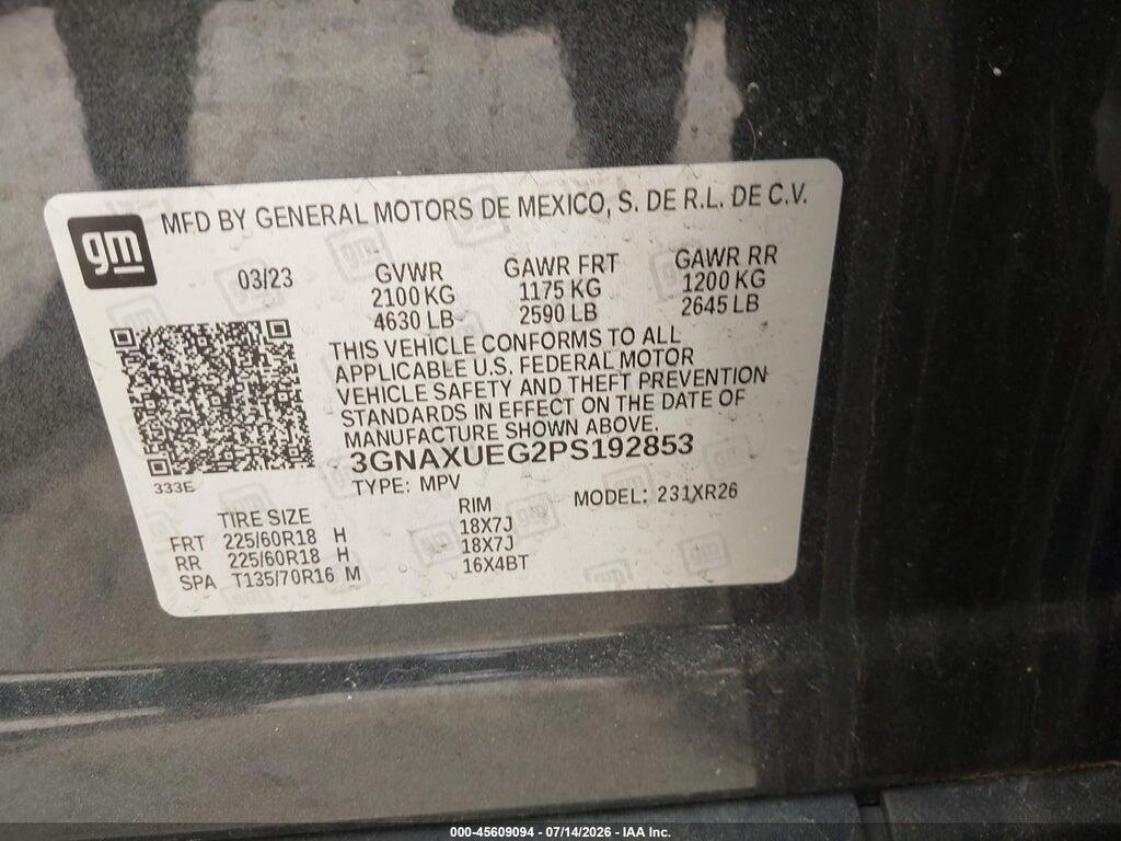 3GNAXUEG2PS192853 2023 CHEVROLET EQUINOX photo no. 9