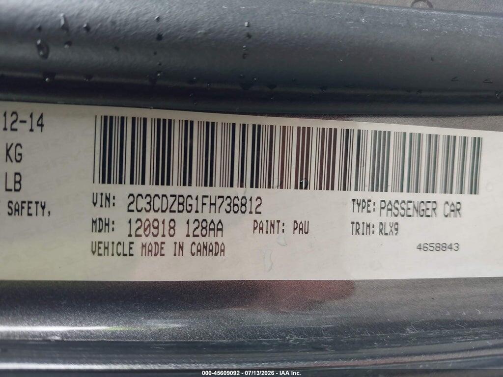 2C3CDZBG1FH736812 2015 DODGE CHALLENGER photo no. 9