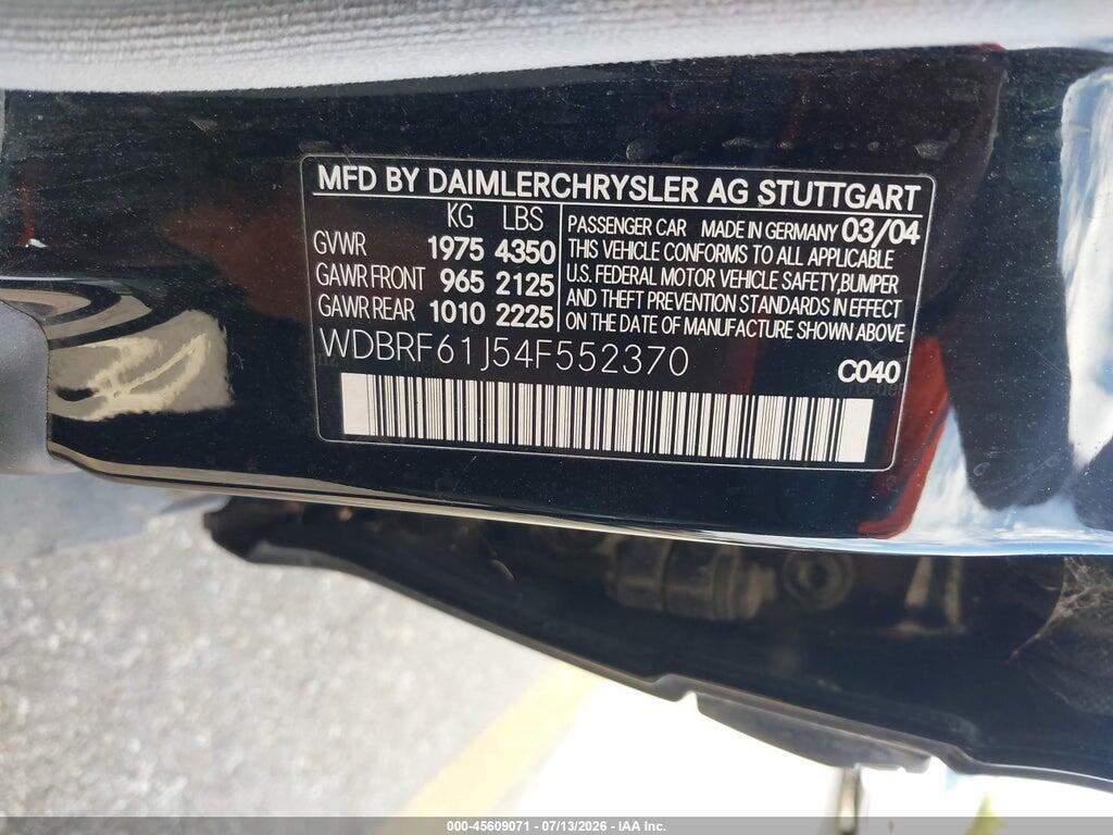 WDBRF61J54F552370 2004 MERCEDES-BENZ C 240 photo no. 9