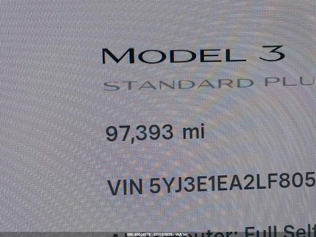 5YJ3E1EA2LF805638 2020 TESLA MODEL 3 photo no. 7