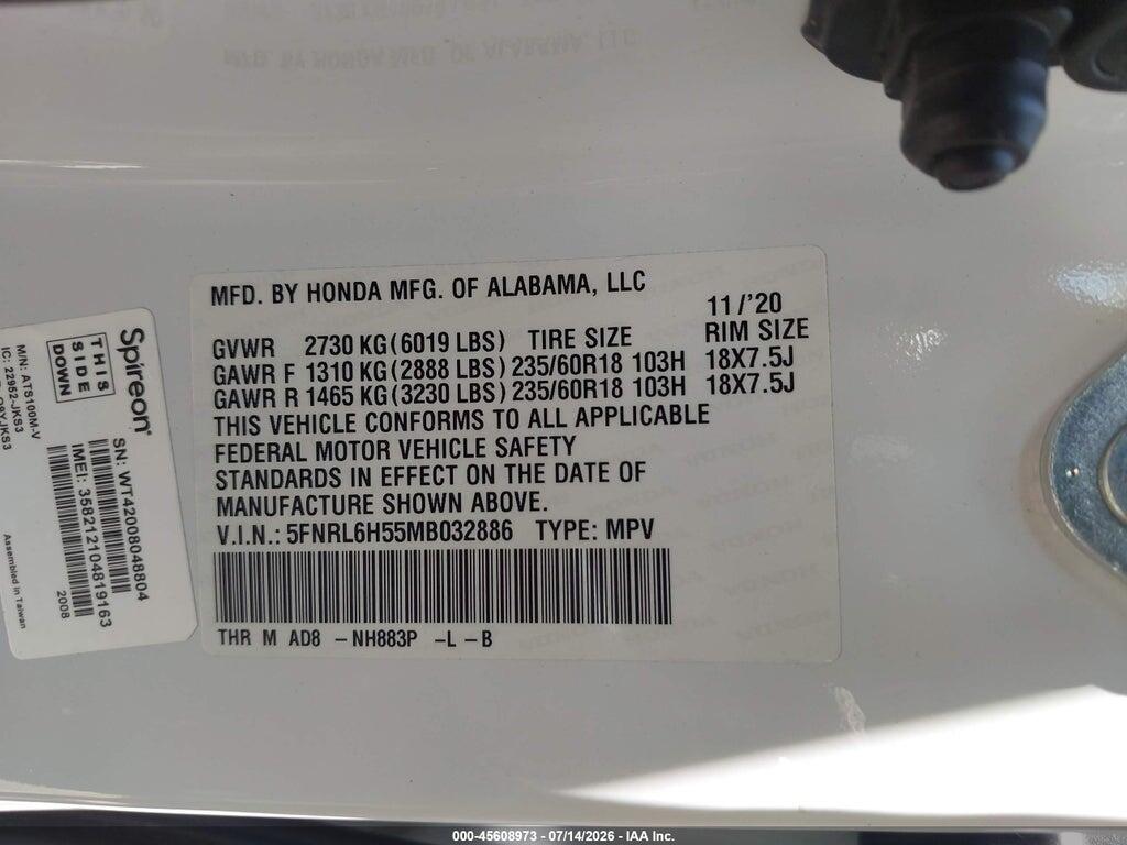 5FNRL6H55MB032886 2021 HONDA ODYSSEY photo no. 9
