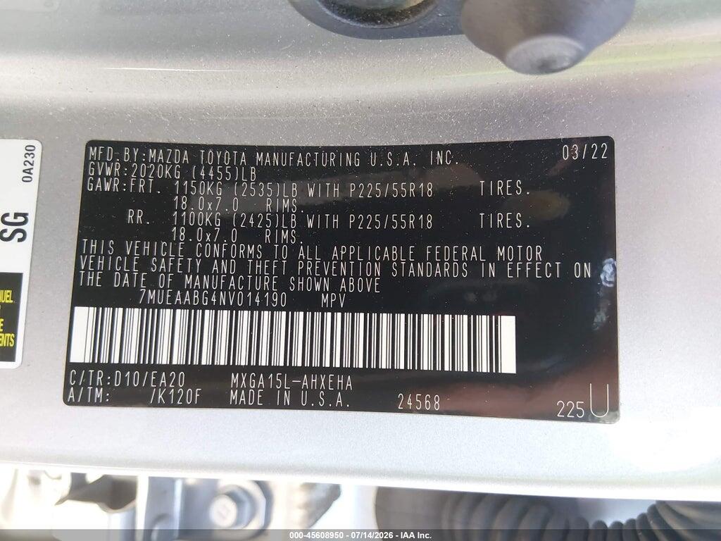 7MUEAABG4NV014190 2022 TOYOTA COROLLA CROSS photo no. 9