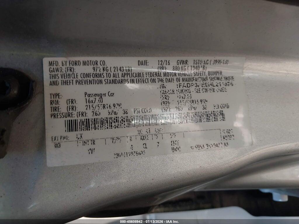 1FADP3FE9HL211876 2017 FORD FOCUS photo no. 9