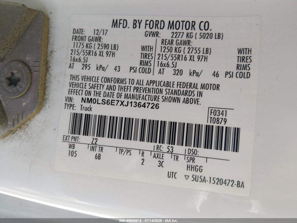 NM0LS6E7XJ1364726 2018 FORD TRANSIT CONNECT photo no. 9