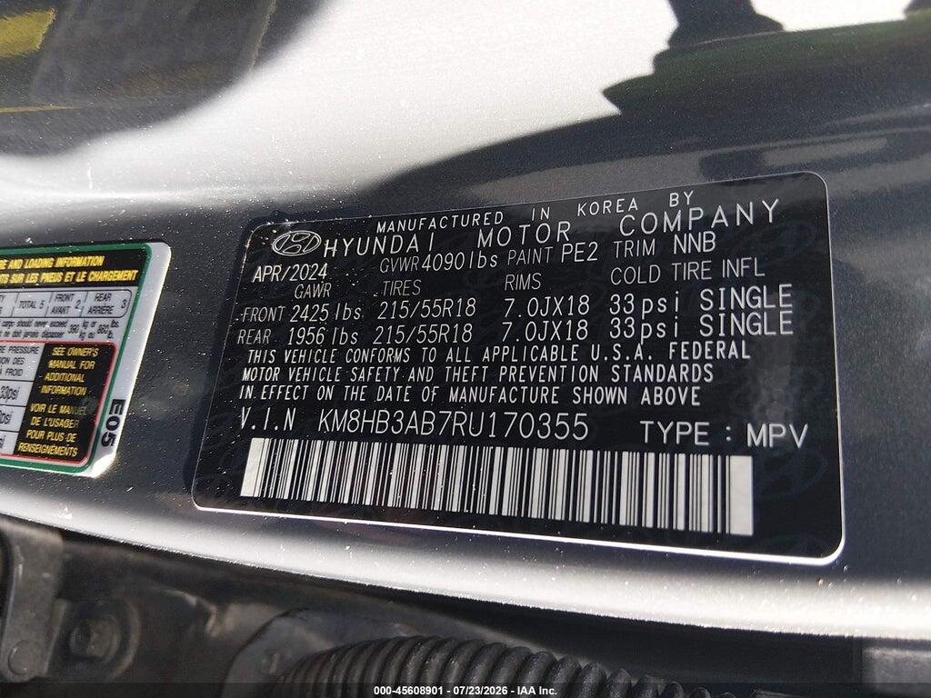 KM8HB3AB7RU170355 2024 HYUNDAI KONA photo no. 9