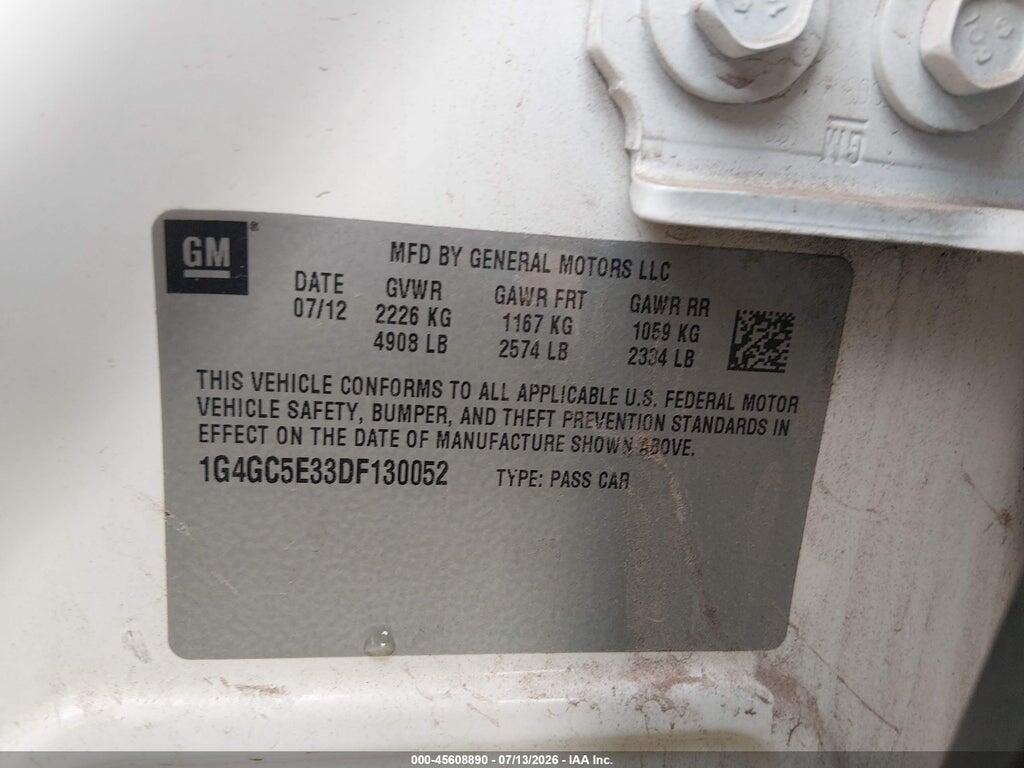 1G4GC5E33DF130052 2013 BUICK LACROSSE photo no. 9