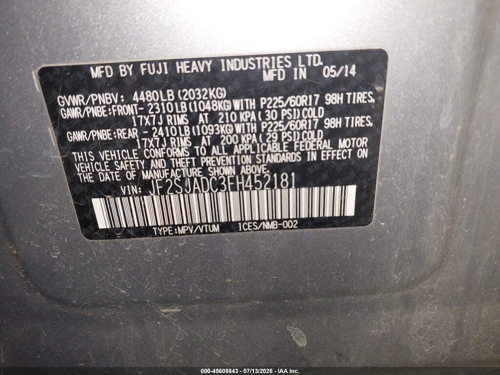 JF2SJADC3FH452181 2015 SUBARU FORESTER photo no. 9