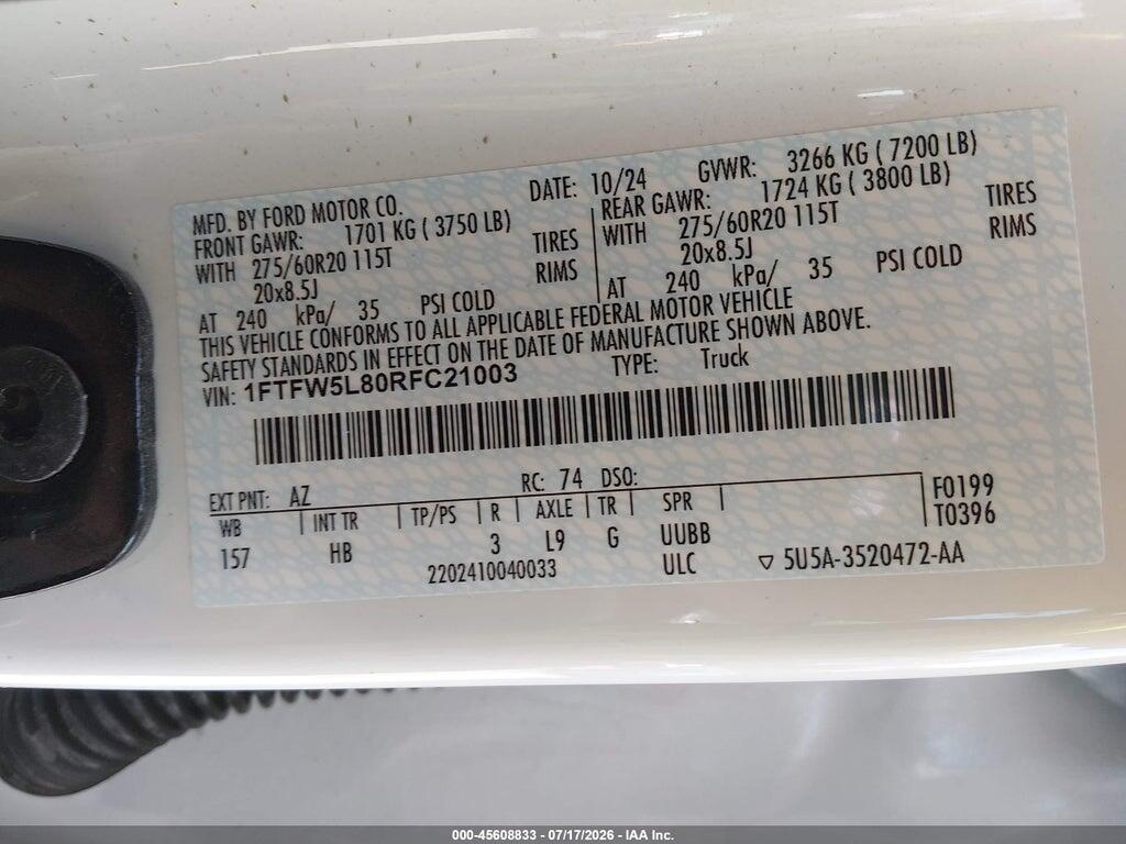 1FTFW5L80RFC21003 2024 FORD F-150 photo no. 9