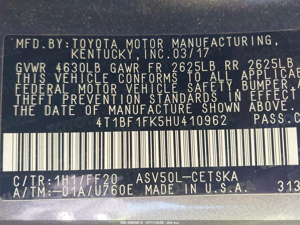 4T1BF1FK5HU410962 2017 TOYOTA CAMRY photo no. 9