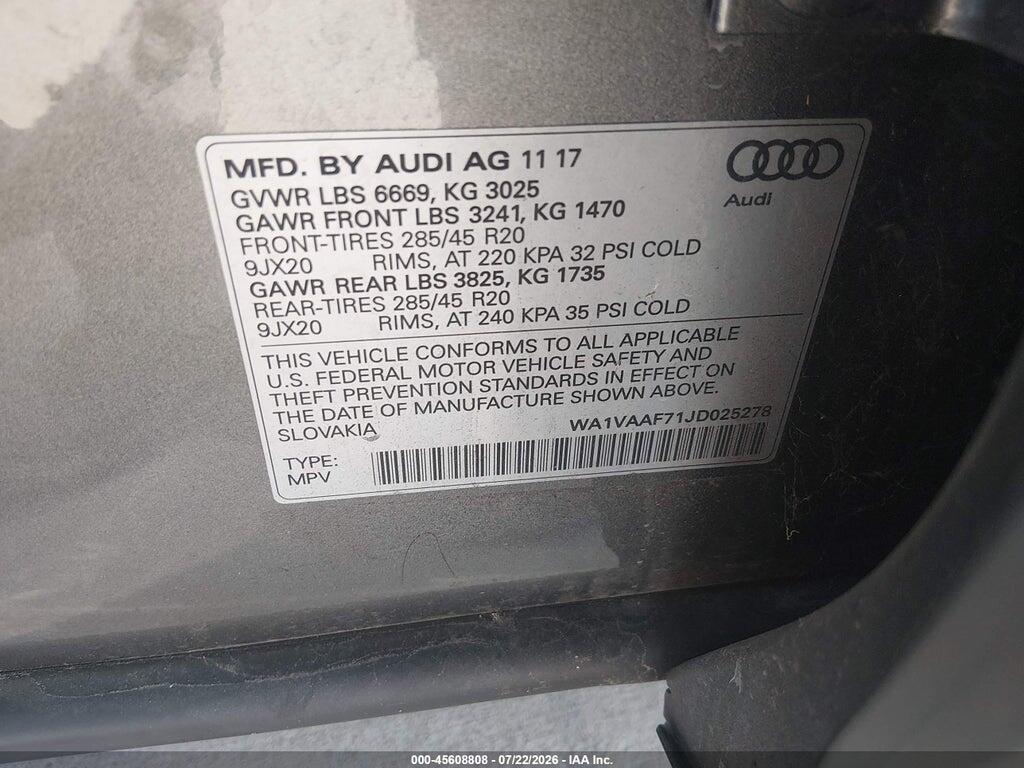 WA1VAAF71JD025278 2018 AUDI Q7 photo no. 9