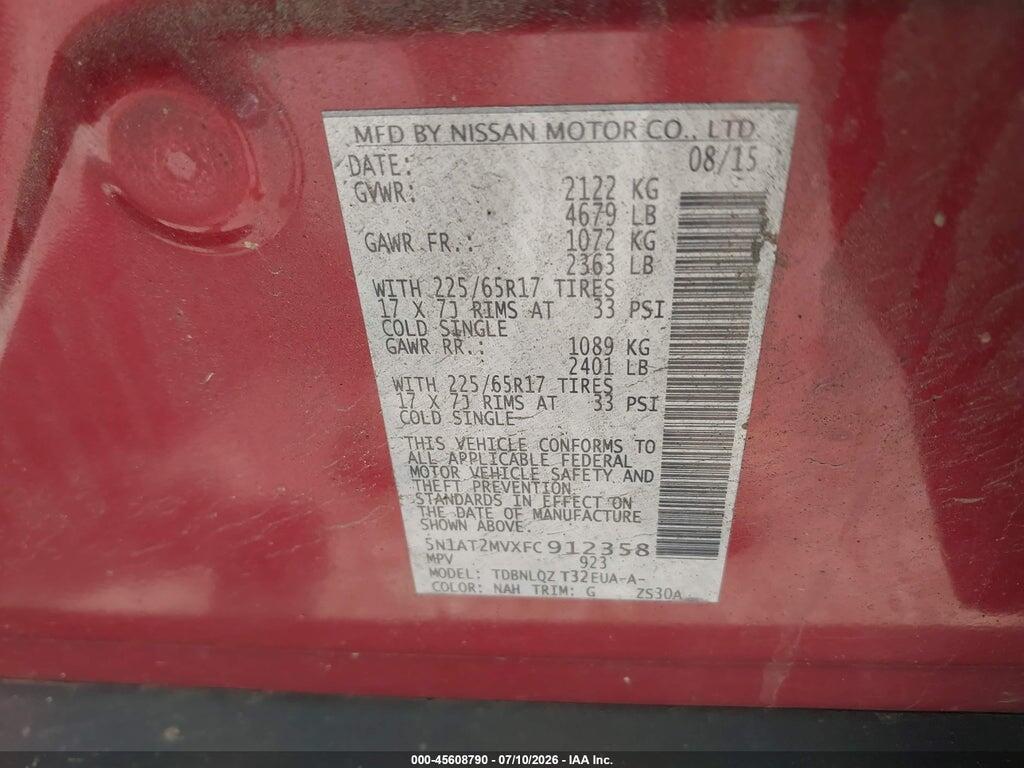 5N1AT2MVXFC912358 2015 NISSAN ROGUE photo no. 9