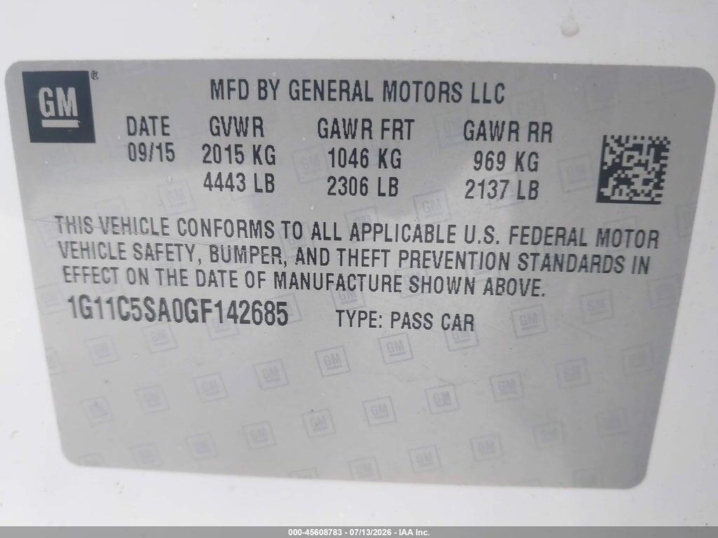1G11C5SA0GF142685 2016 CHEVROLET MALIBU LIMITED photo no. 9