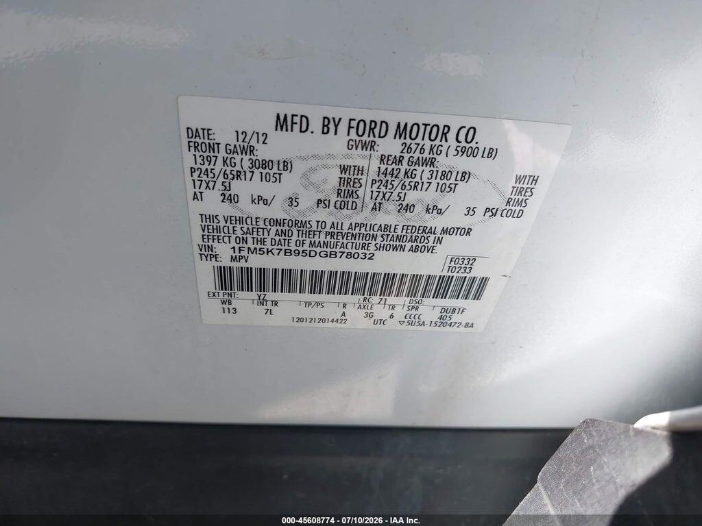 1FM5K7B95DGB78032 2013 FORD EXPLORER photo no. 9