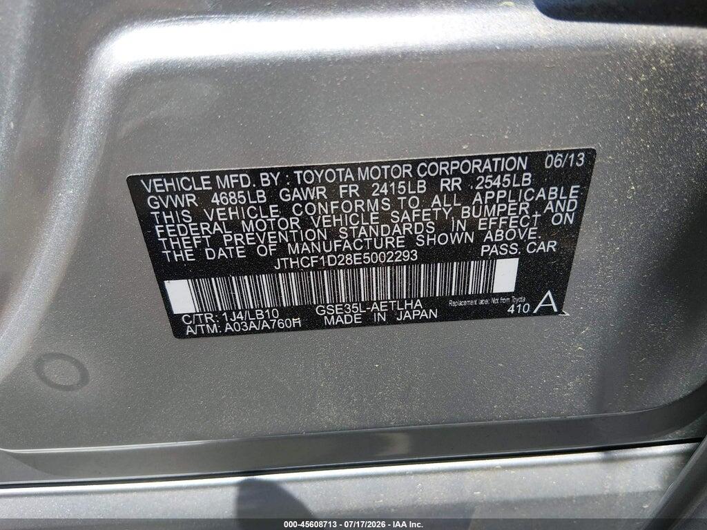 JTHCF1D28E5002293 2014 LEXUS IS 250 photo no. 9