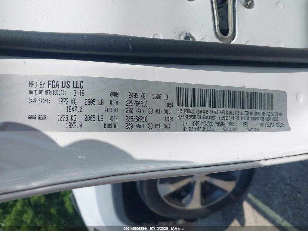1C4PJMDN9KD179580 2019 JEEP CHEROKEE photo no. 9