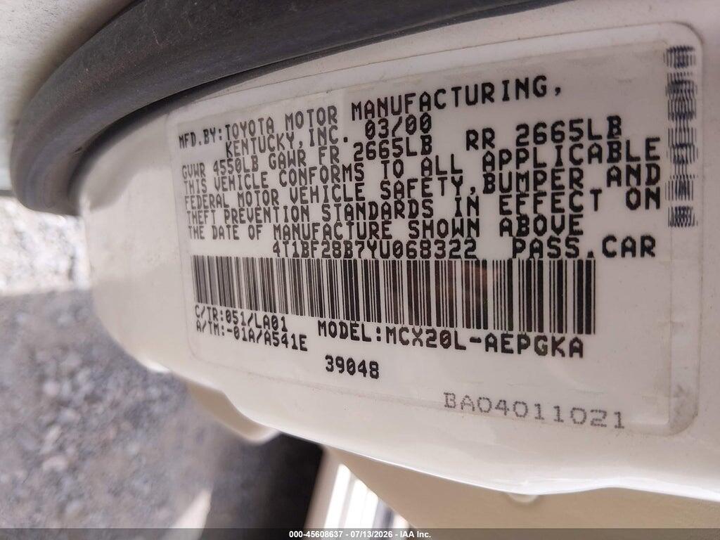 4T1BF28B7YU068322 2000 TOYOTA AVALON photo no. 9