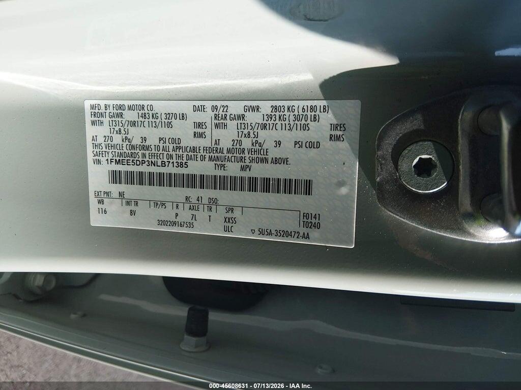 1FMEE5DP3NLB71385 2022 FORD BRONCO photo no. 9