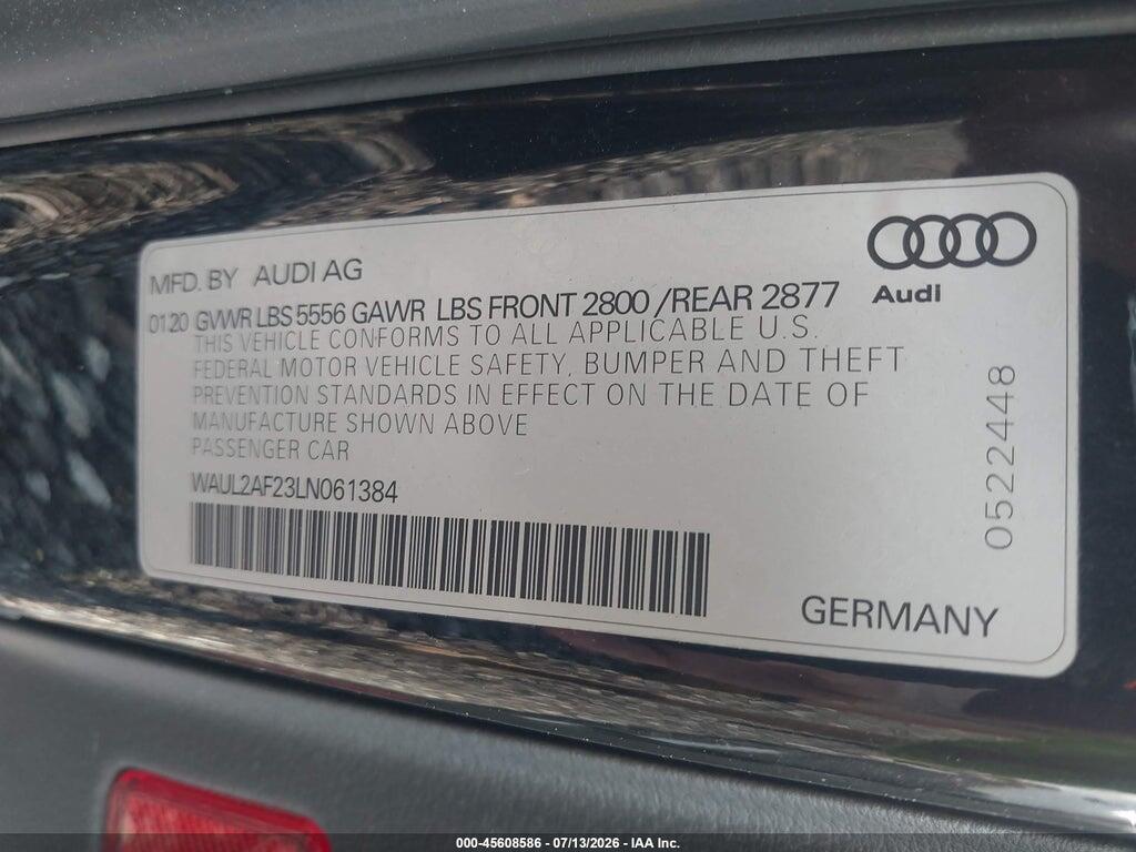 WAUL2AF23LN061384 2020 AUDI A6 photo no. 9