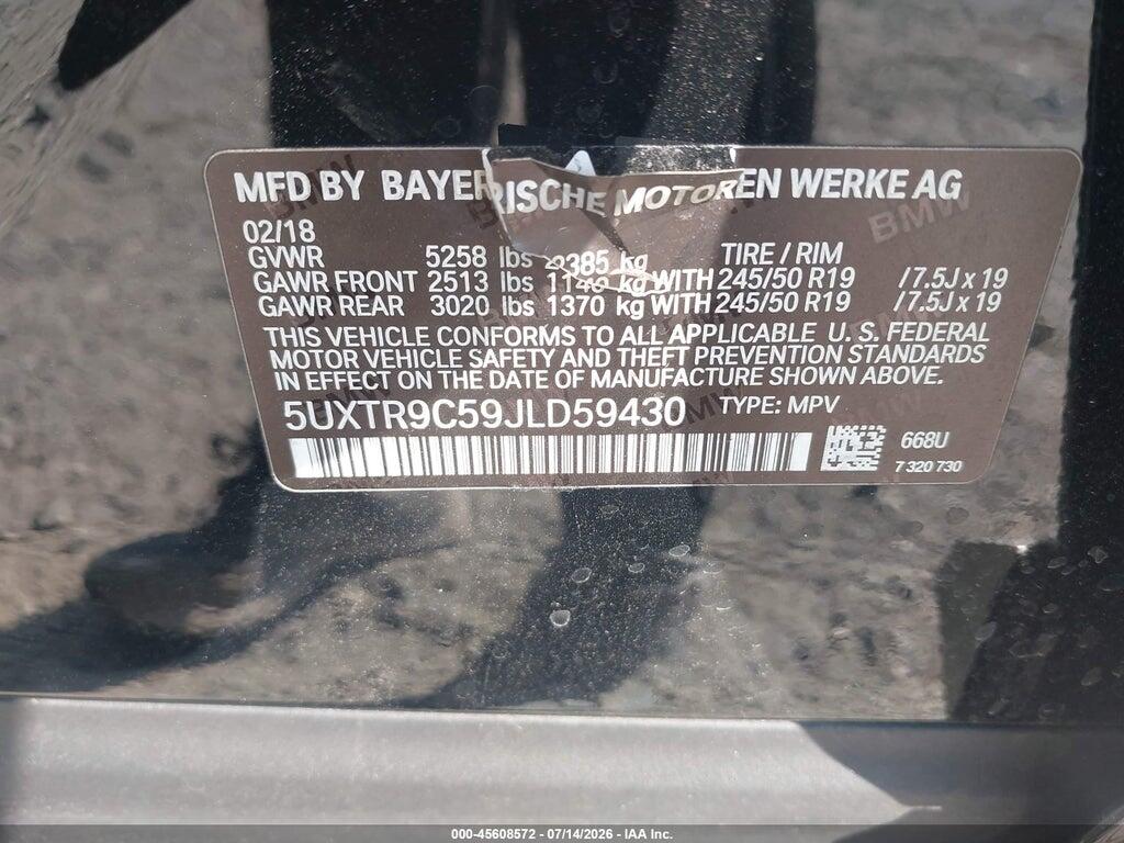 5UXTR9C59JLD59430 2018 BMW X3 photo no. 9