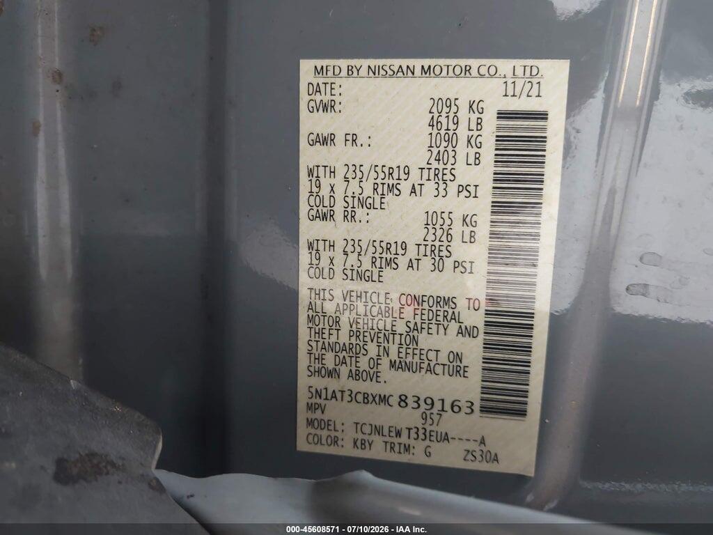5N1AT3CBXMC839163 2021 NISSAN ROGUE photo no. 9