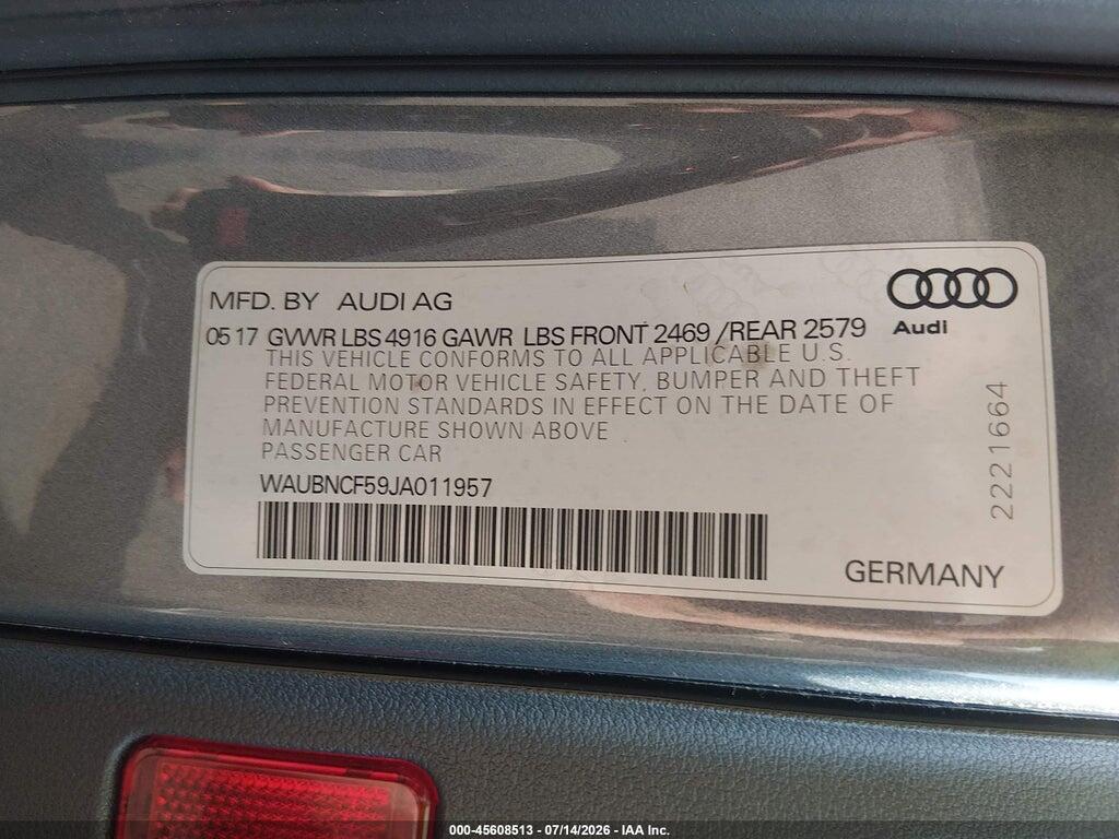 WAUBNCF59JA011957 2018 AUDI A5 photo no. 9