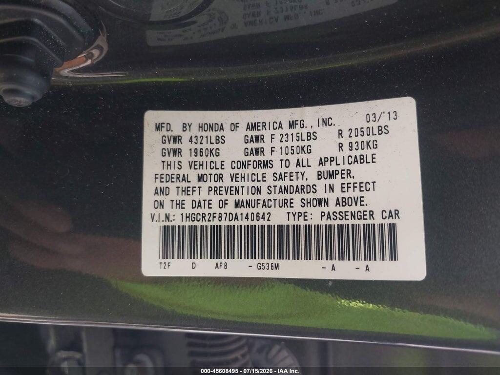 1HGCR2F87DA140642 2013 HONDA ACCORD photo no. 9