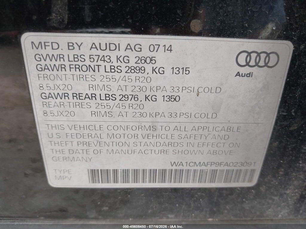WA1CMAFP9FA023091 2015 AUDI Q5 photo no. 9