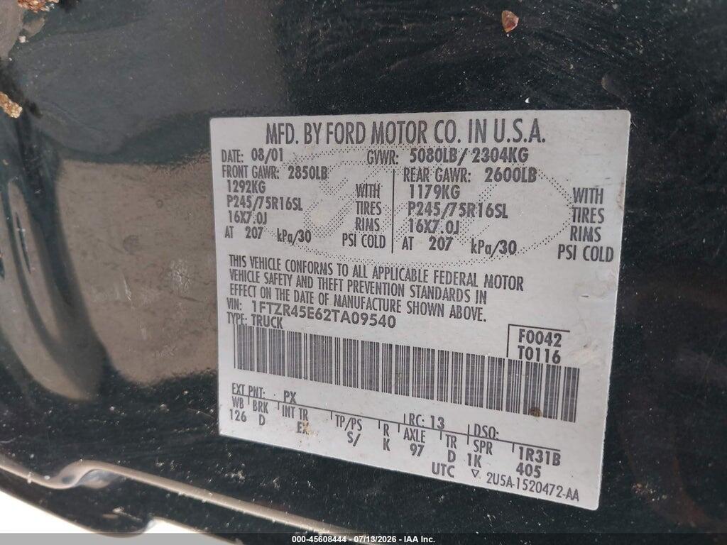 1FTZR45E62TA09540 2002 FORD RANGER photo no. 9