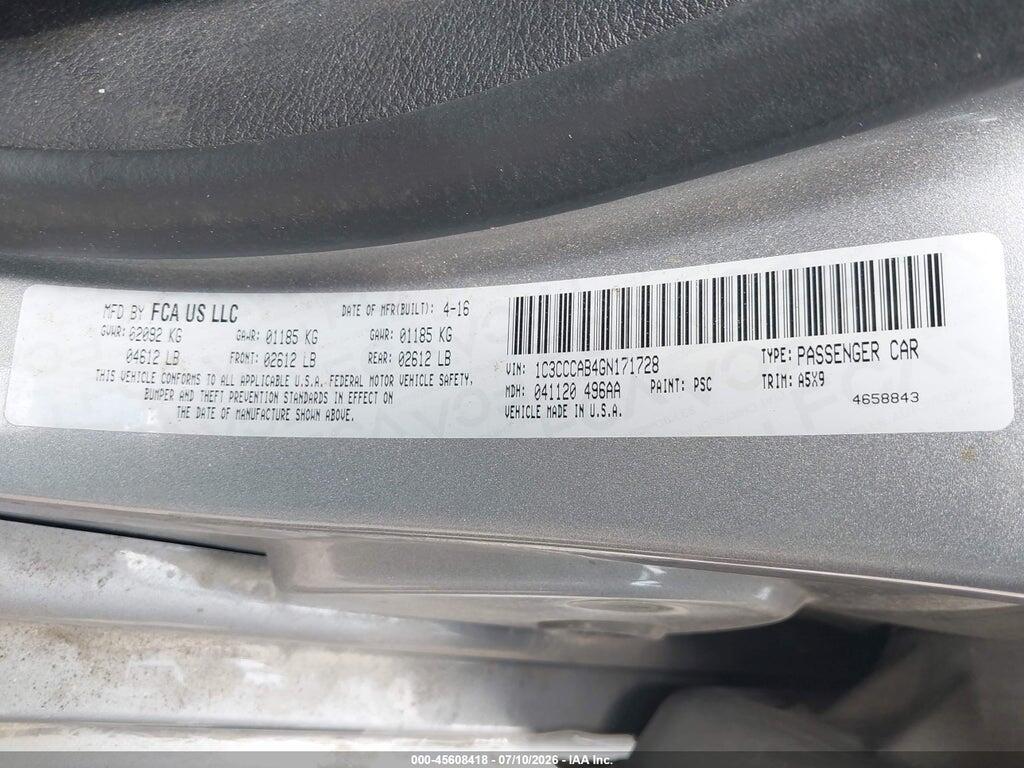 1C3CCCAB4GN171728 2016 CHRYSLER 200 photo no. 9