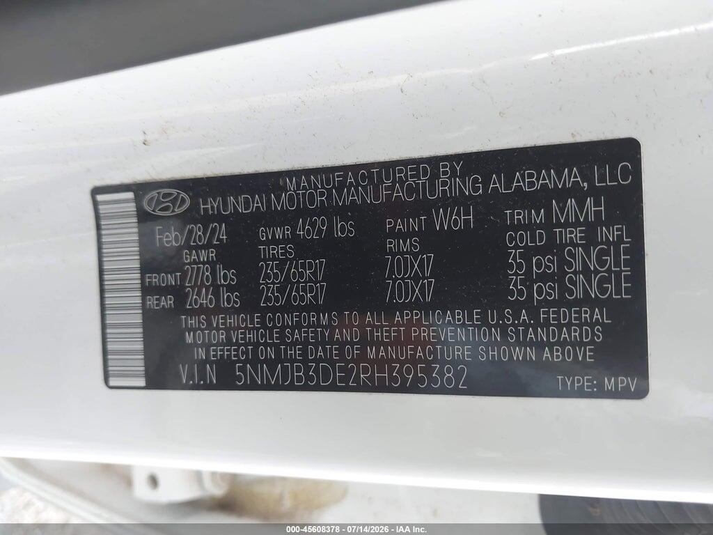 5NMJB3DE2RH395382 2024 HYUNDAI TUCSON photo no. 7