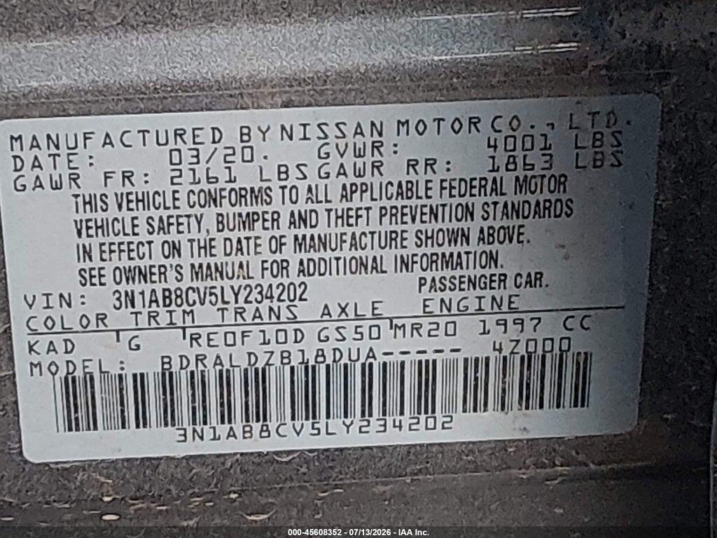 3N1AB8CV5LY234202 2020 NISSAN SENTRA photo no. 9
