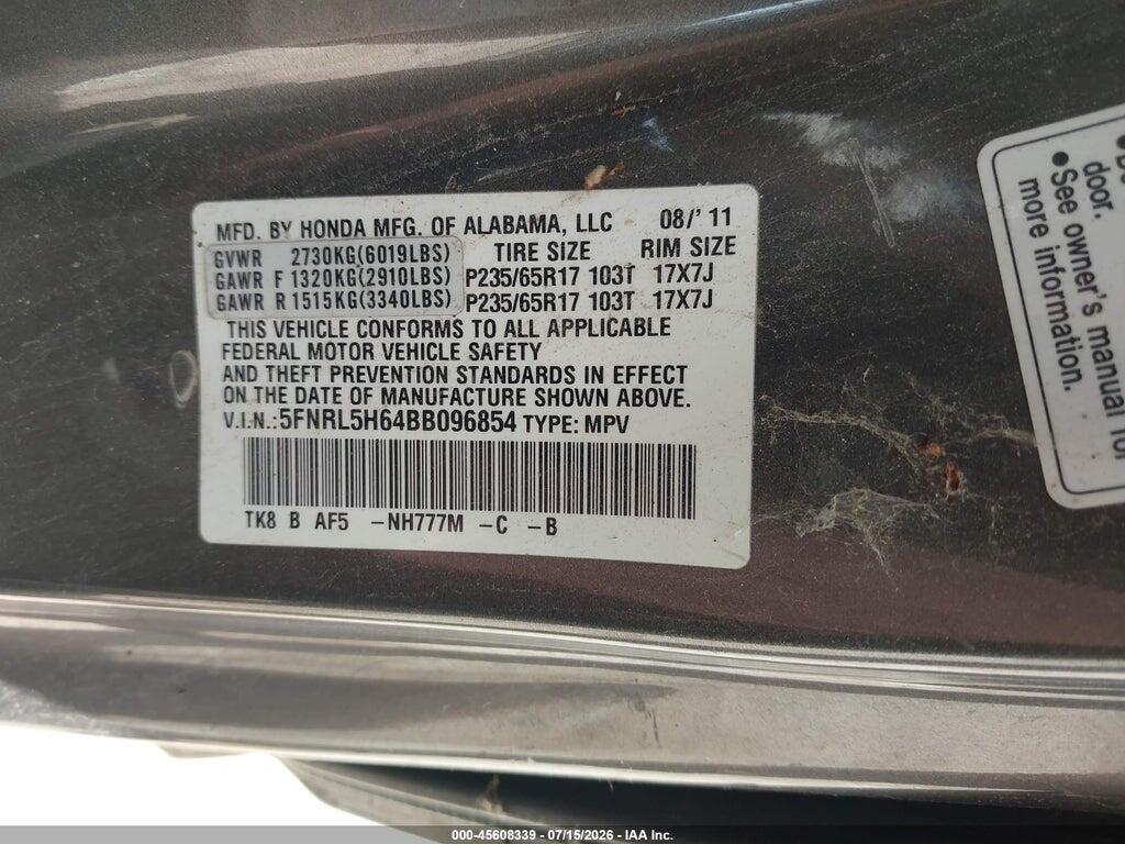 5FNRL5H64BB096854 2011 HONDA ODYSSEY photo no. 9