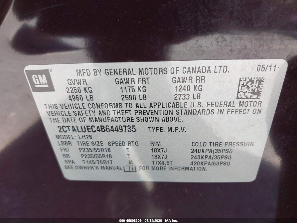 2CTALUEC4B6449735 2011 GMC TERRAIN photo no. 9