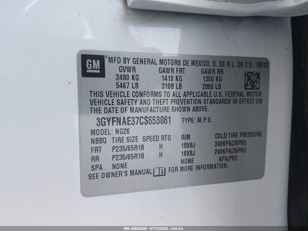 3GYFNAE37CS653081 2012 CADILLAC SRX photo no. 9