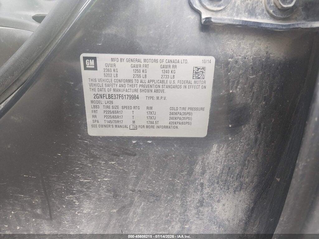 2GNFLBE37F6179984 2015 CHEVROLET EQUINOX photo no. 9