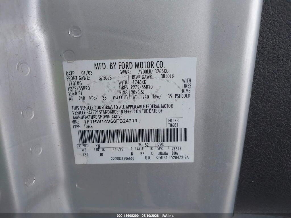 1FTPW14V68FB24713 2008 FORD F-150 photo no. 9